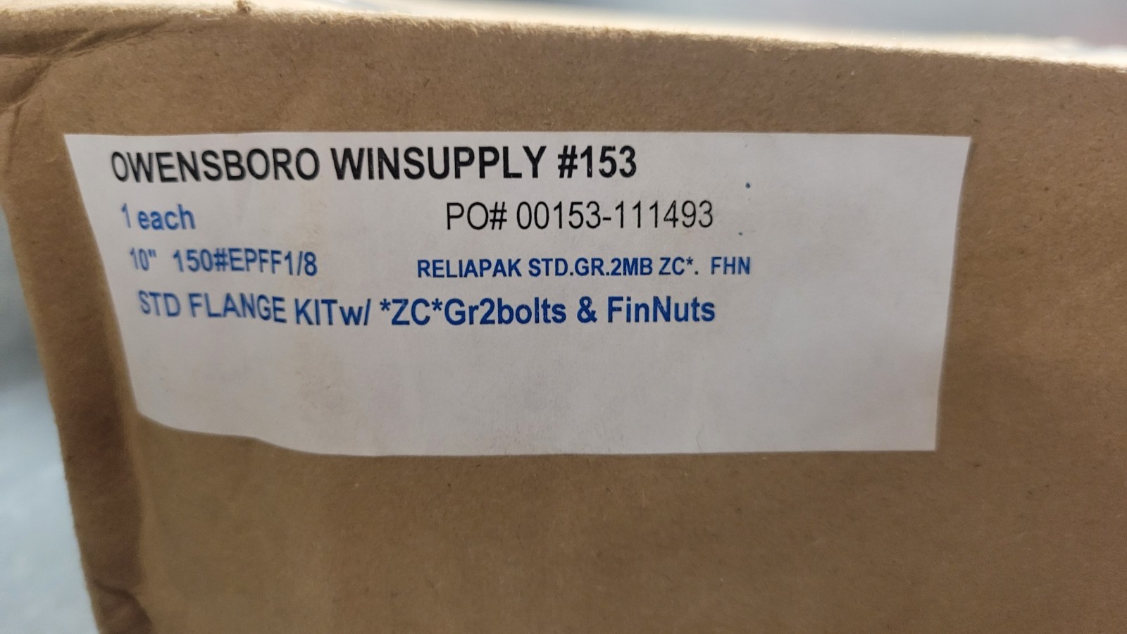 Reliapak 10″ Flange Kit EPDM Rubber 1/8″ Gasket 150# w/ Bolts & Nuts