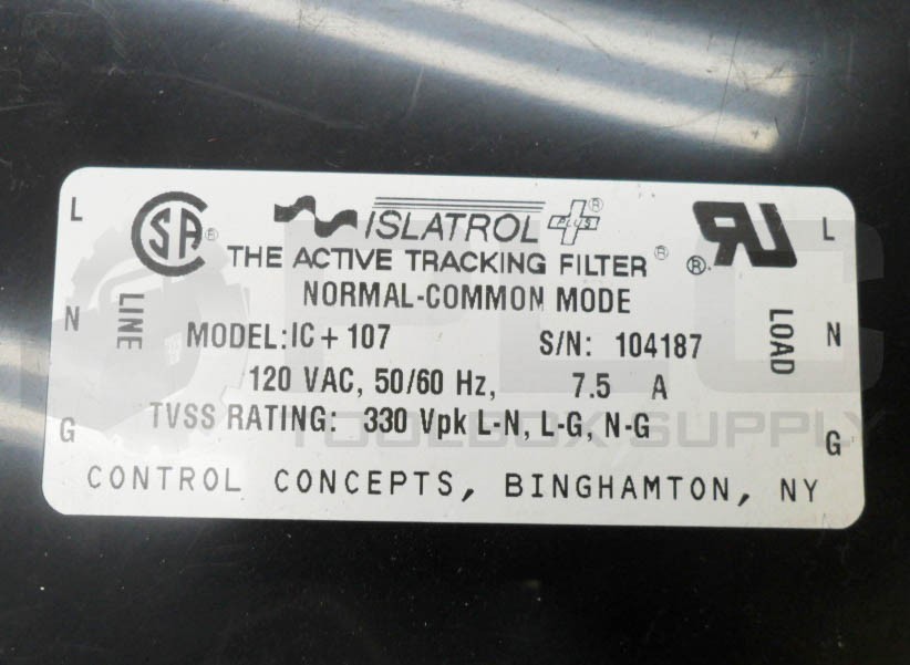 LOT OF 2 ISLATROL IC + 107 ACTIVE TRACKING FILTER 120VAC 50/60HZ 7.5A