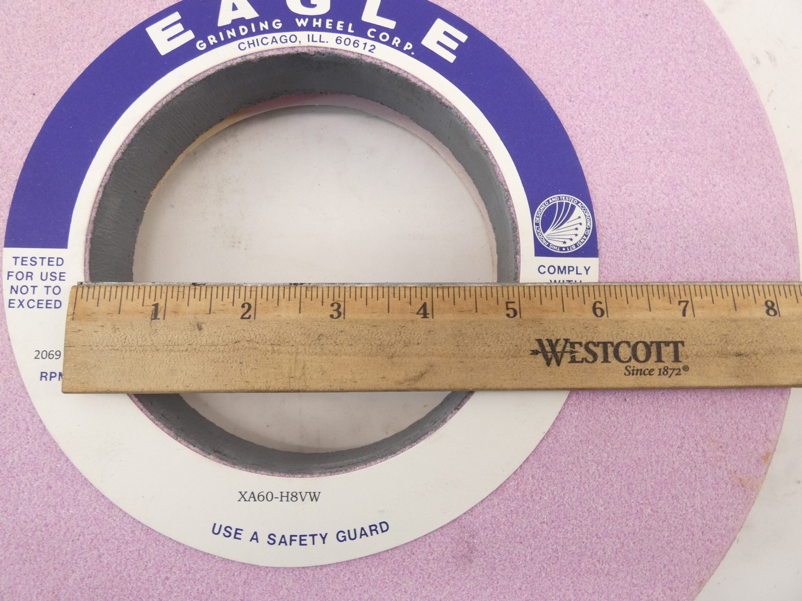 Eagle Grinding Wheel XA60-H8VW 5″ ID 12″ OD 2069 RPM – NEW Surplus!