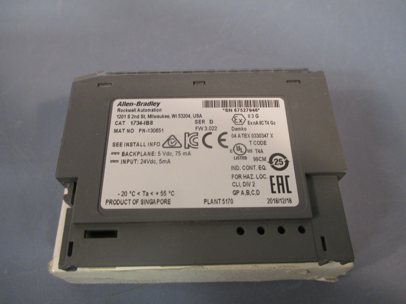 Allen-Bradley 8Point Digital Input Module Series D 1734-IB8