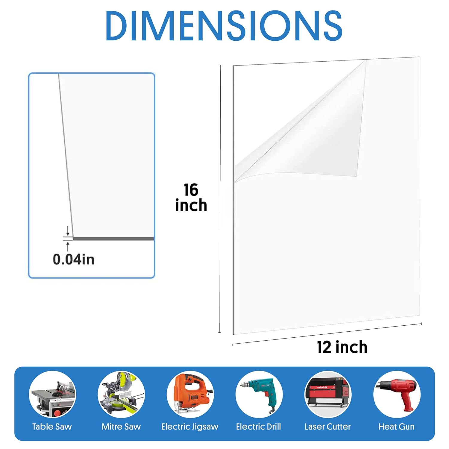 Plexiglass Sheets Pack of 10 – Durable PET Sheet Panels for Poster Frames, Pictu