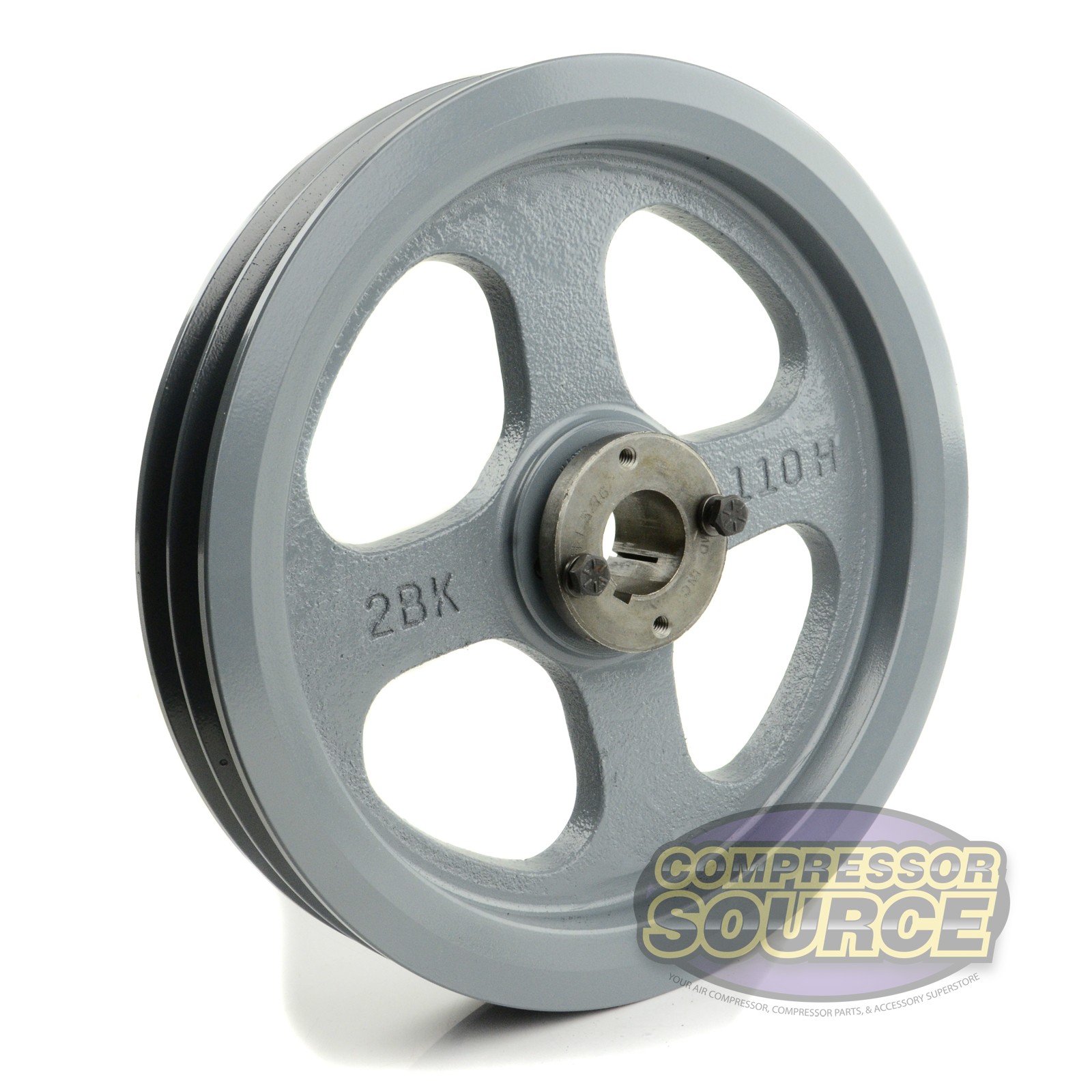Cast Iron 10.75″ Dual Groove Pulley Belt B Section 5L and 1-3/16″ Sheave Bushing