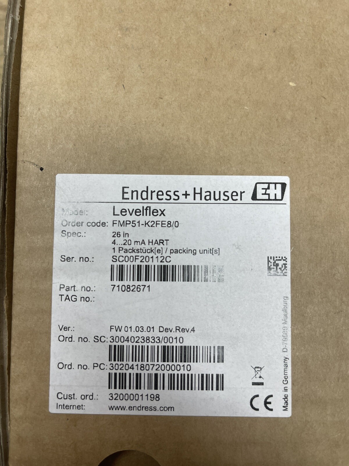 ENDRESS+HAUSER Levelflex FMP51 Guided Radar