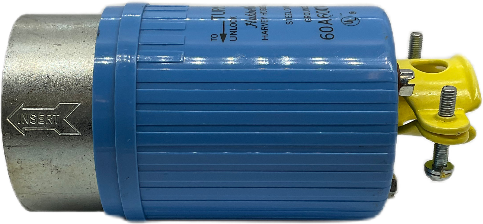 Hubbellock Steel Cover Grounded 60A 600VAC Plug Blue