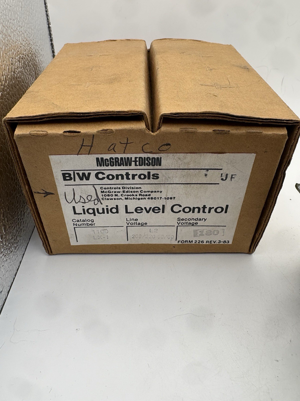 B/W Controls 7608 Liquid Level Control 7100 LX-1 208/220W Hatco Hobart McGraw Ed