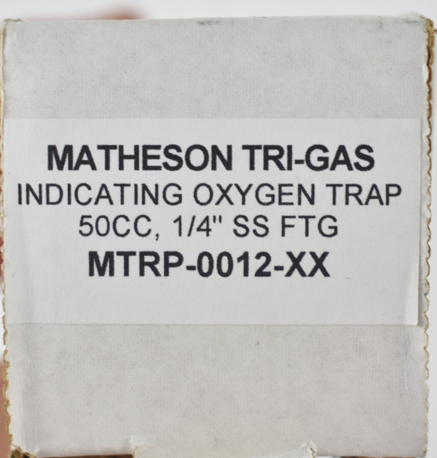 Matheson Tri-Gas Indicating Oxygen Moisture Trap 50CC 1/4″ SS FTG MTRP-0012-XX