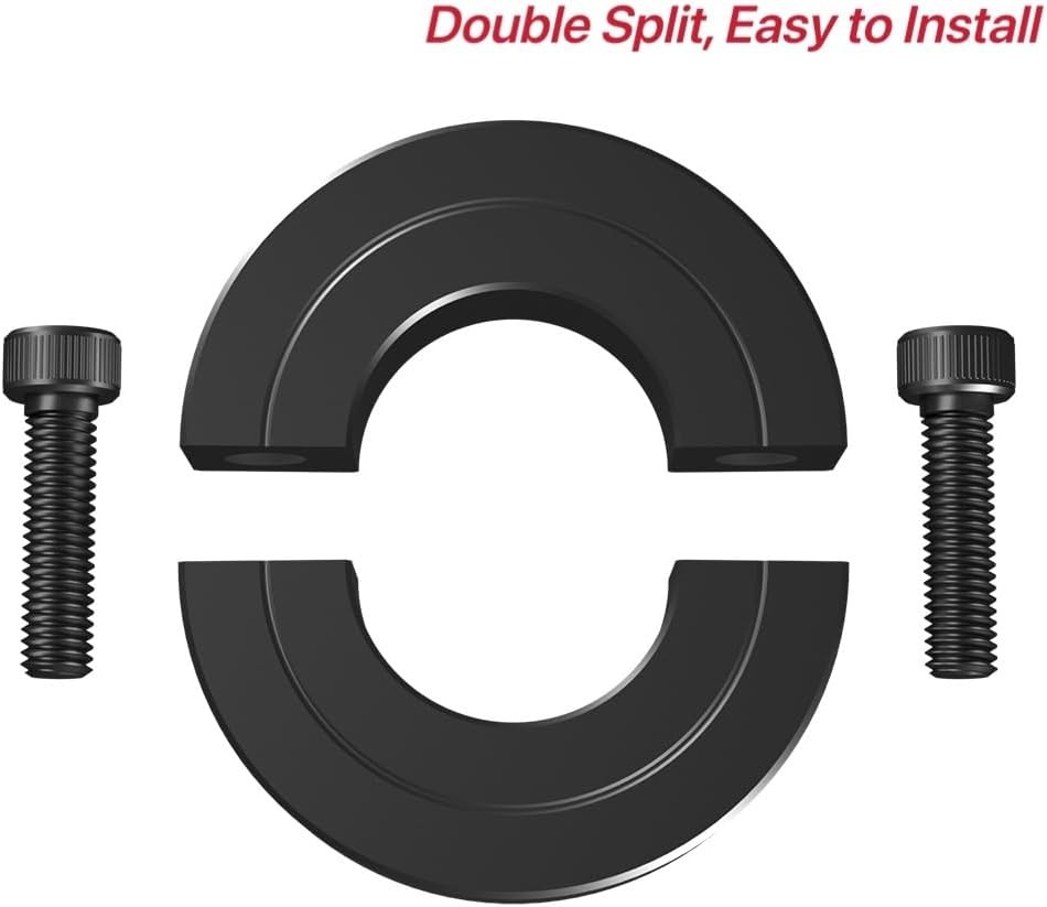 AZSSMUK 5/8″ Bore Double Split Clamp-On Shaft Collars of Carbon 5/8, Black