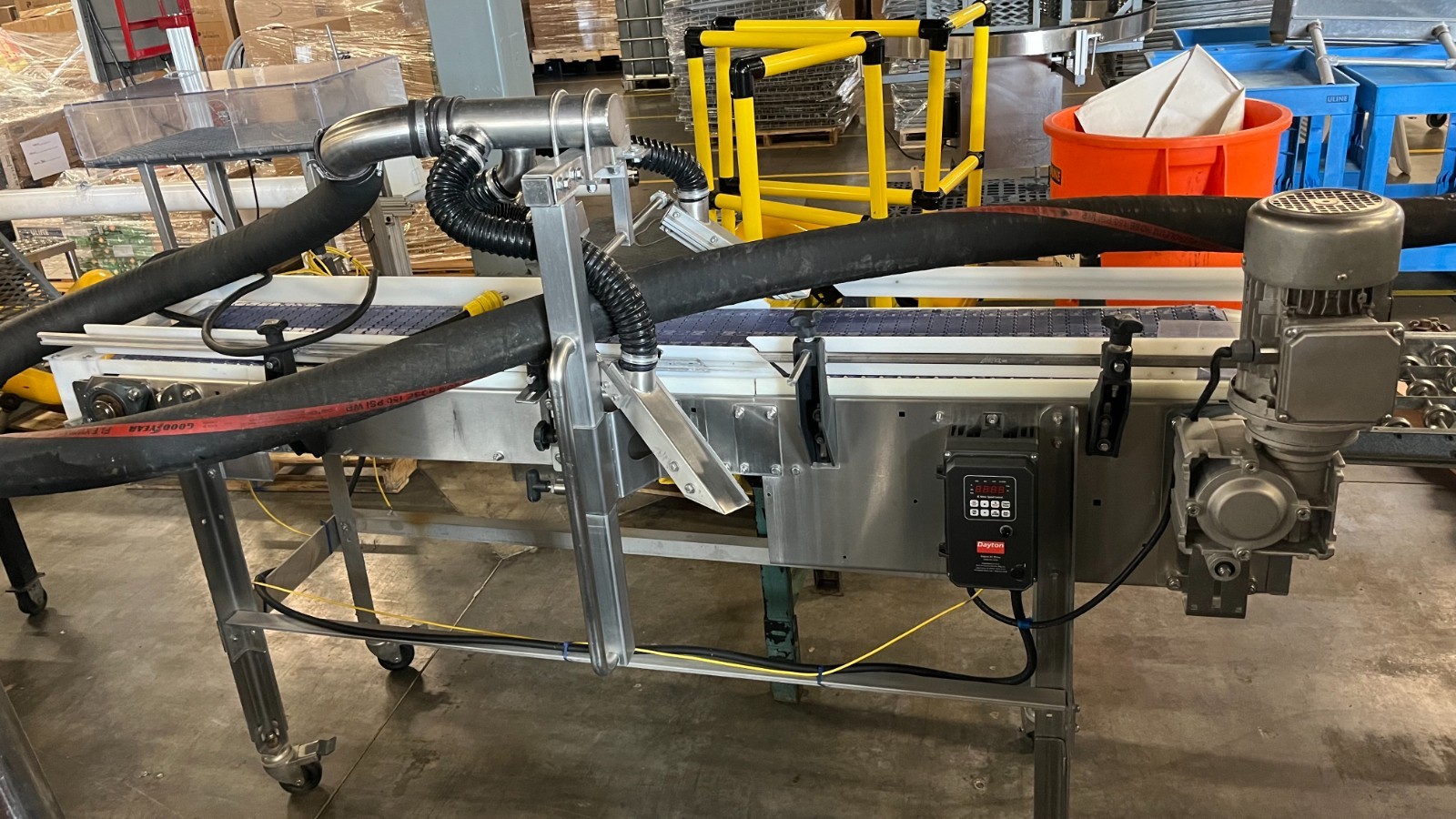 Stainless Steel Food Conveyor Air Knife Blow Off Dryer Nord Gearmotor VFD
