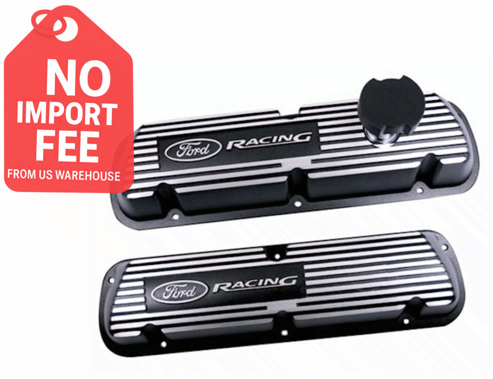 Fo𝔯d Performance M-6000-J302R Valve Covers Black Aluminum SBF Pair ship fast