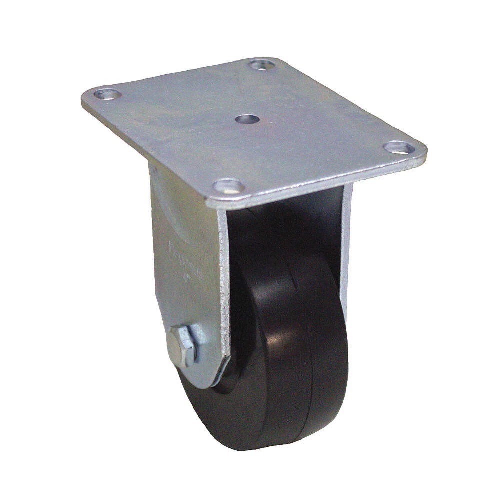 GRAINGER APPROVED P12R-R040D-P2 Plate Caster,Rigid,Rubber,5 1/8″H 487H10