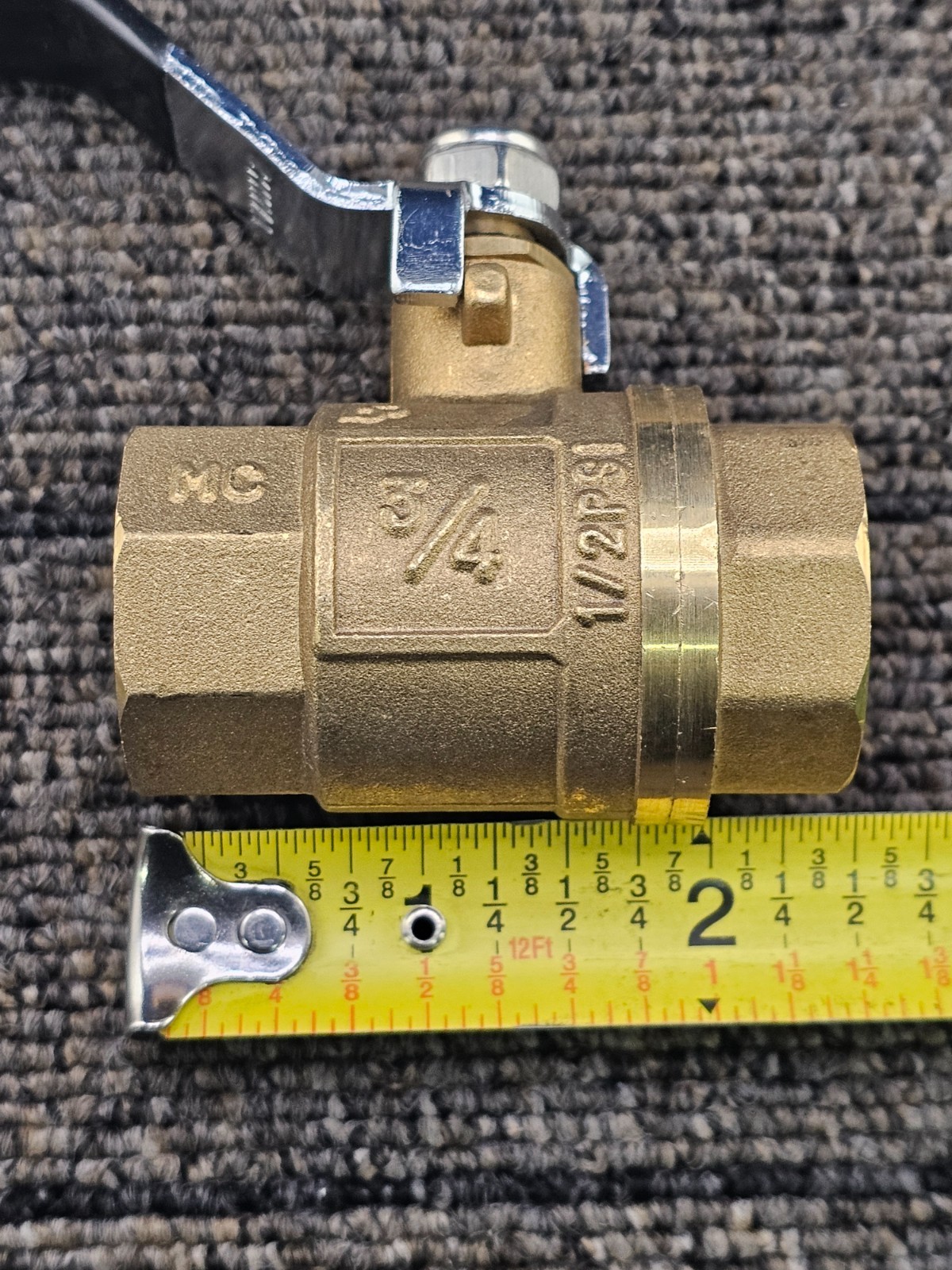 Grainger 6GD15B: Brass Ball Valve 3/4-inch FNPT x FNPT, 600 WOG, 2-1/2″ Length