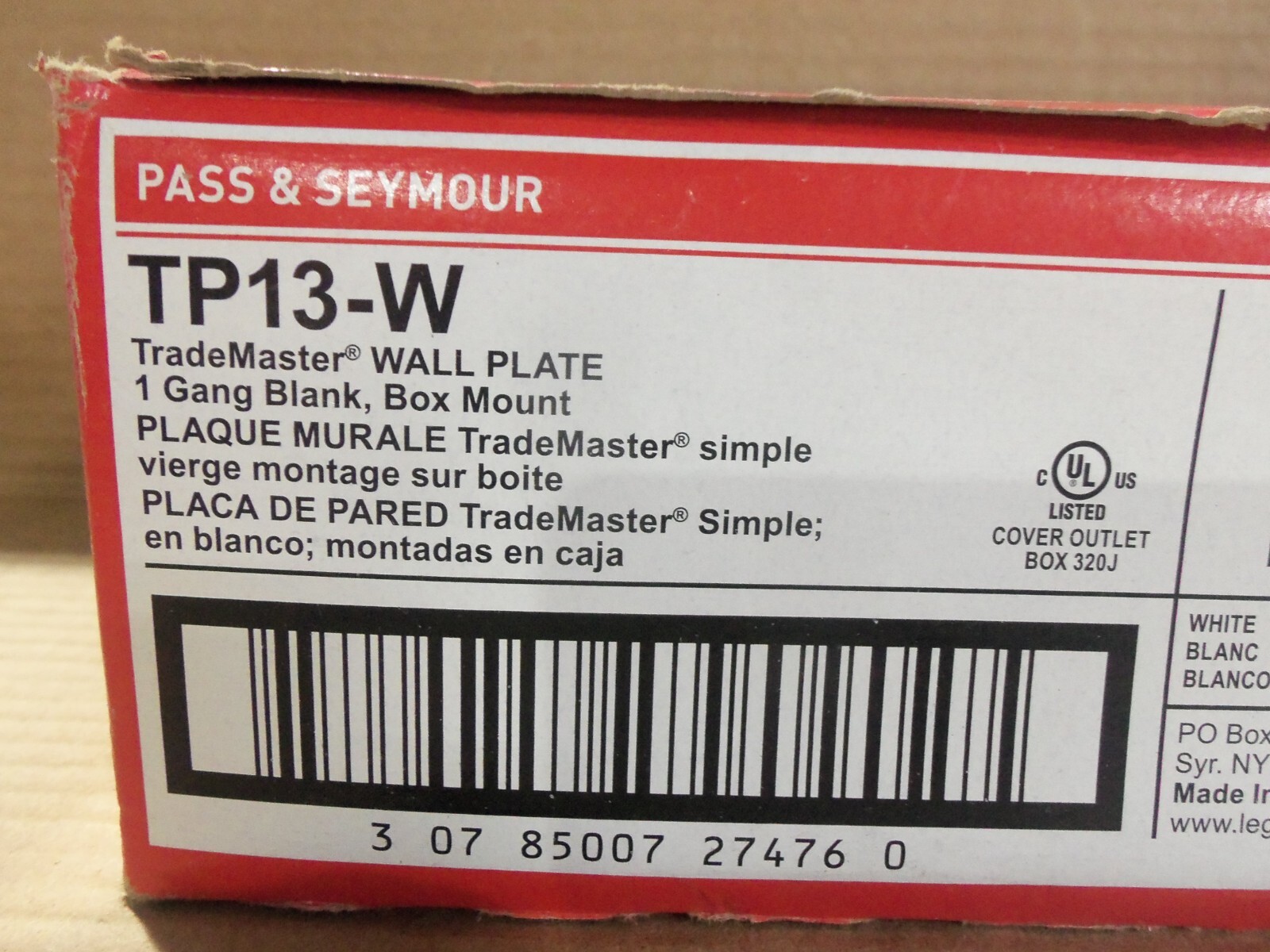 NEW LEGRAND TP13-W TRADEMASTER WALL PLATE 1 GANG BLANK BOX MOUNT WHITE QTY: 10