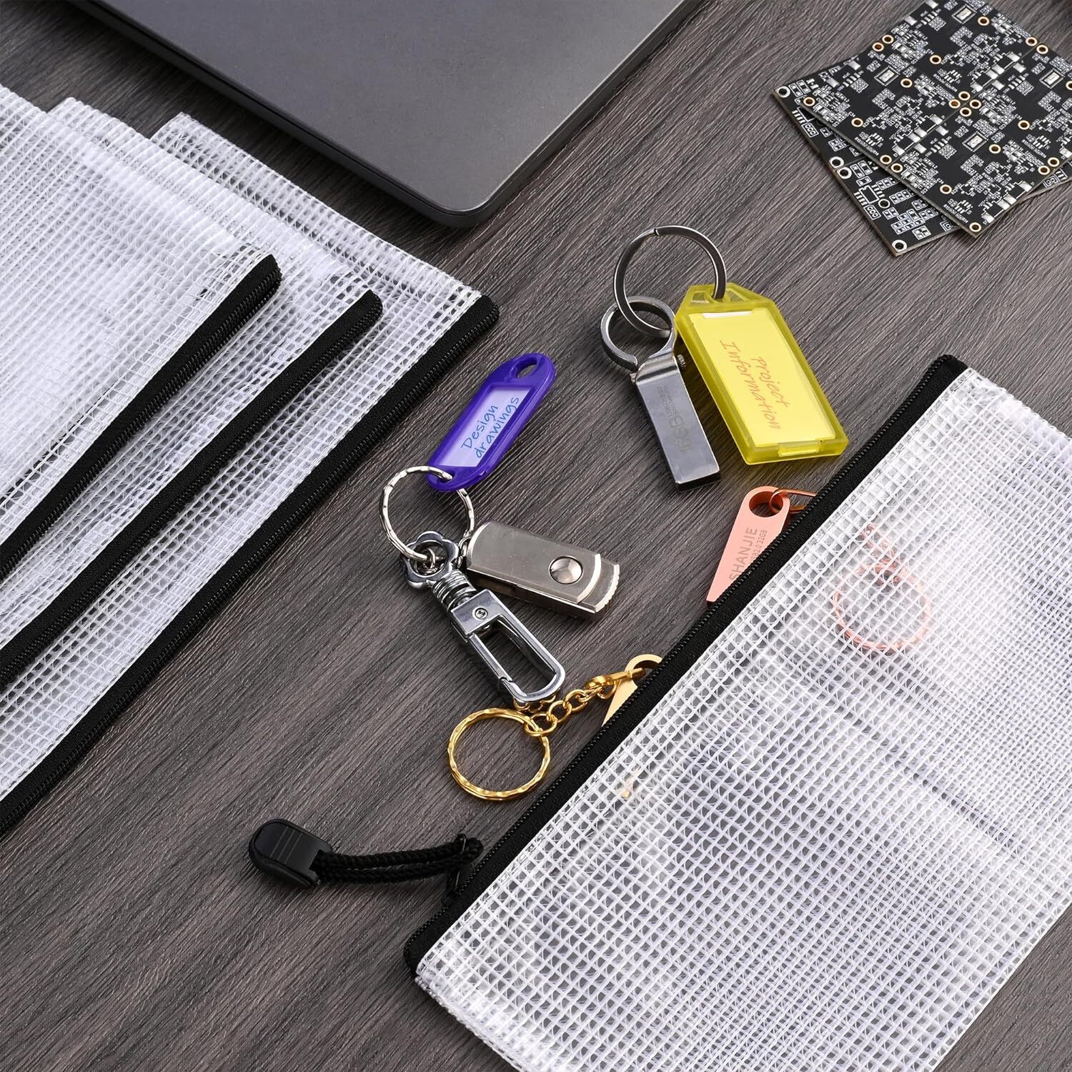 12Pcs Mesh Zipper Pouch,9×4.4 Inches Durable Pouches,Organizing Transparency