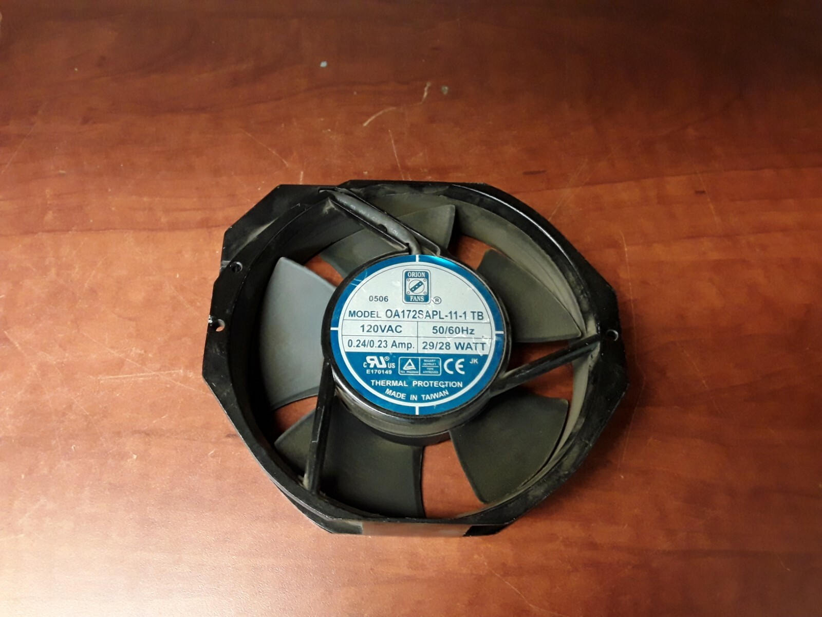 Orion Fans Model OA172SAPL-11-1 TB 120VAC 50/60Hz 0.24/0.23 Amp 29/28 Watt
