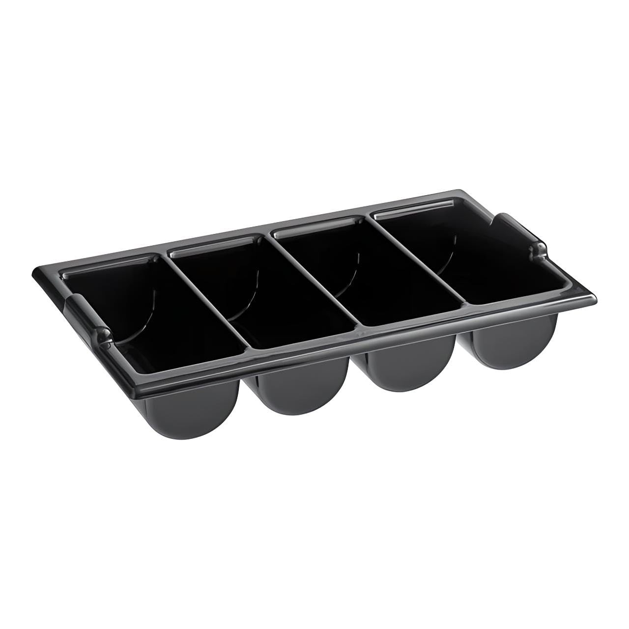 OCS Parts 4-Compartment Cutlery Bin | Black | Silverware and Cutlery Organizer