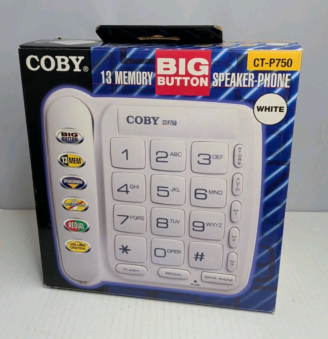 Coby CT-P750 Big Button Phone Speakerphone Brand New Old Stock S3