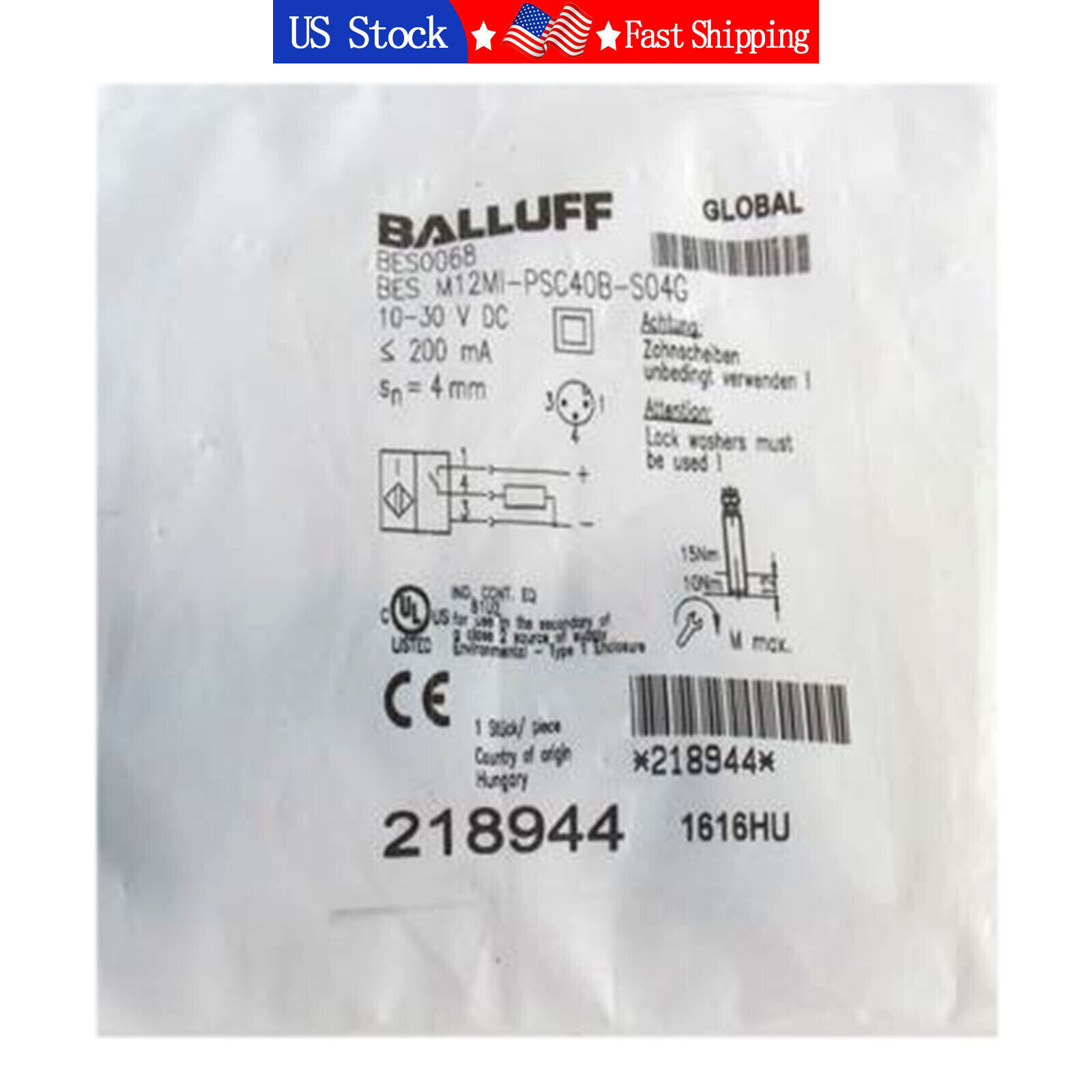 For Balluff BES0068 BES M12MI-PSC40B-S04G Inductive Proximity Sensor US STOCK