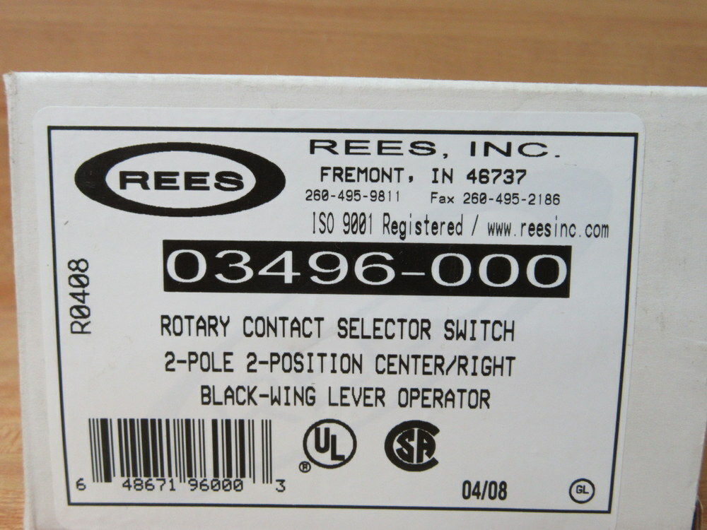 Rees 03496-000 Rotary Contact Selector Switch 03496000