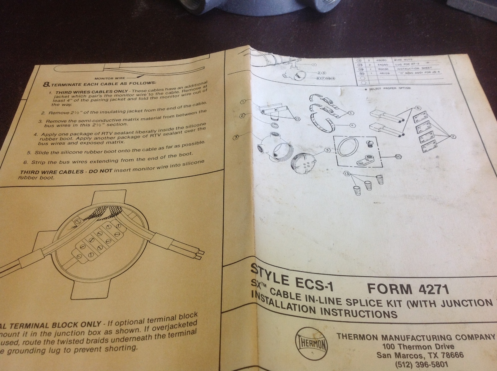 THERMON ECS-1 SX CABLE IN LINE SPLICE KIT JUNCTION BOX NEW NOS NEMA 4/7 $98