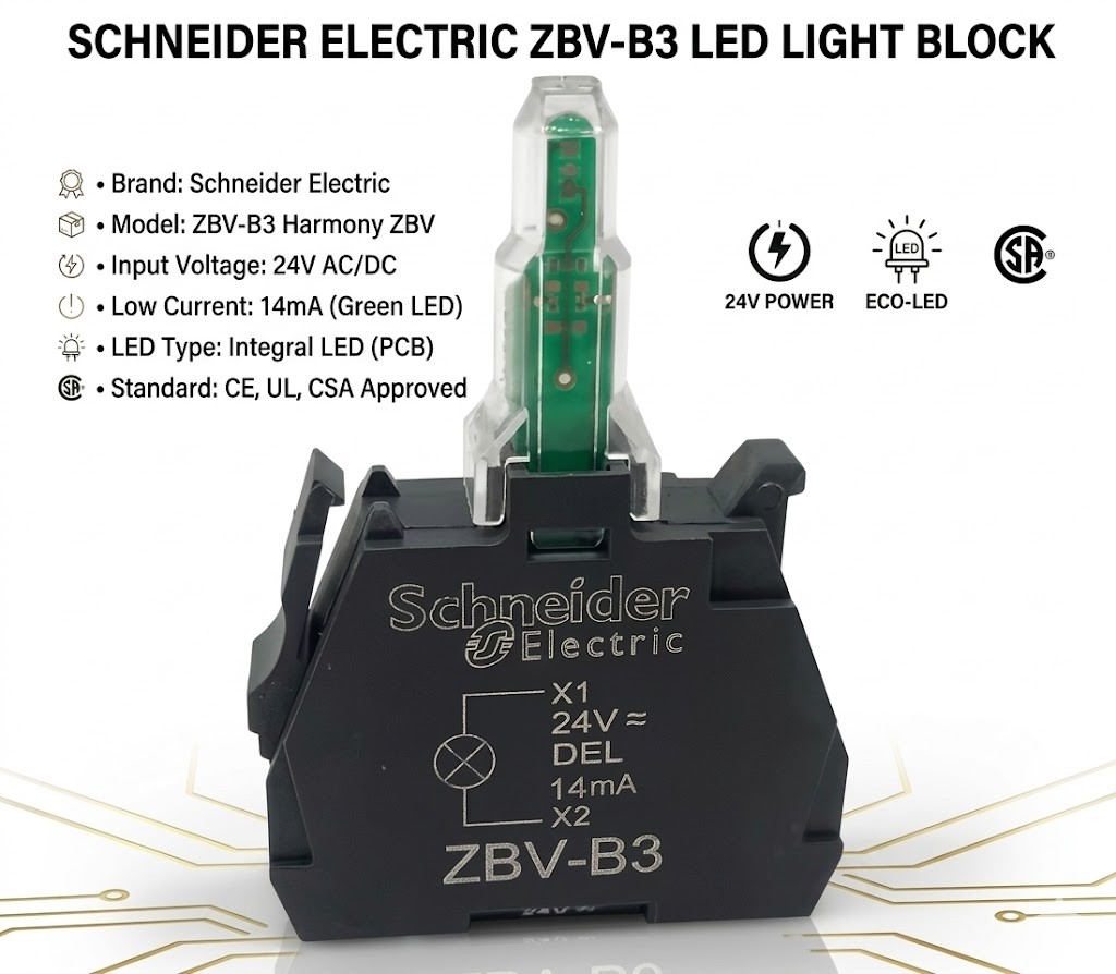 2pcs Schneider ZBV-B3 Harmony LED Light Block Green 24V AC/DC XB4 XB5 RH