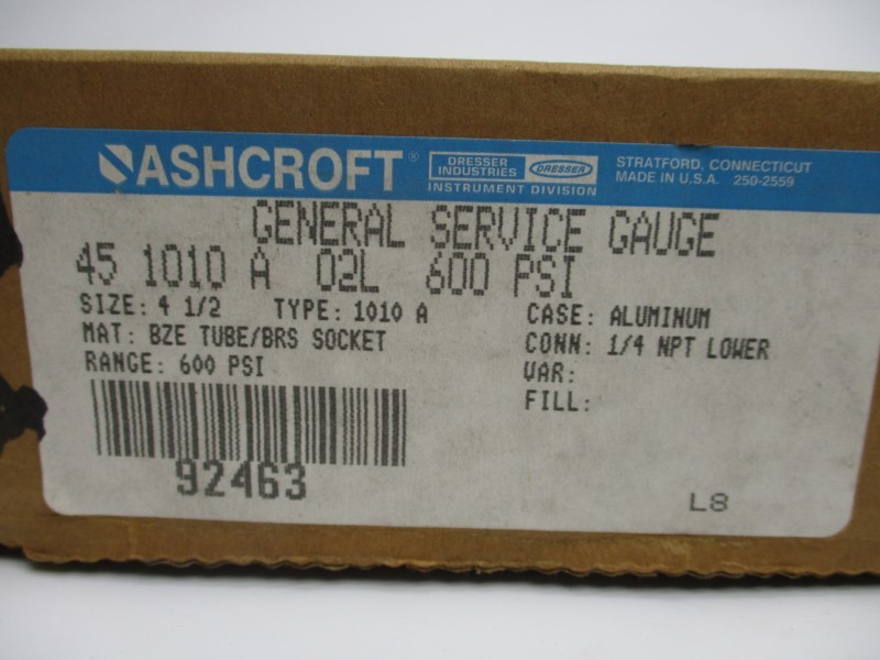 ASHCROFT 451010A02L 600PSI 4-1/2″ NSMP