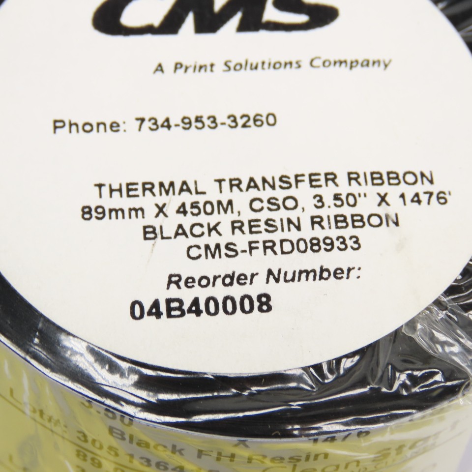 CMS CMS-FRD08933 04B40008 Black Thermal Transfer Ribbon 89mm x 450m 3.5″ x 1476′
