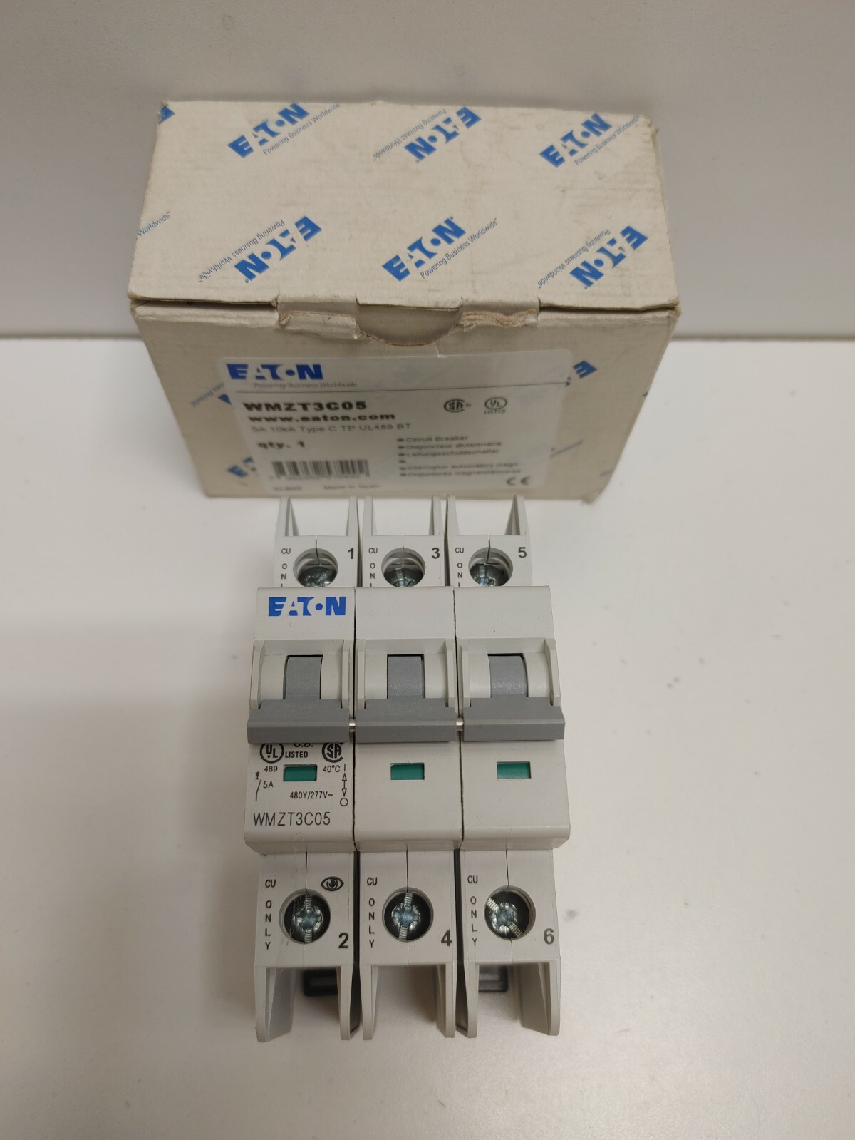 NEW OLD STOCK! EATON 5A 3-POLE 480Y/277V CIRCUIT BREAKER WMZT3C05