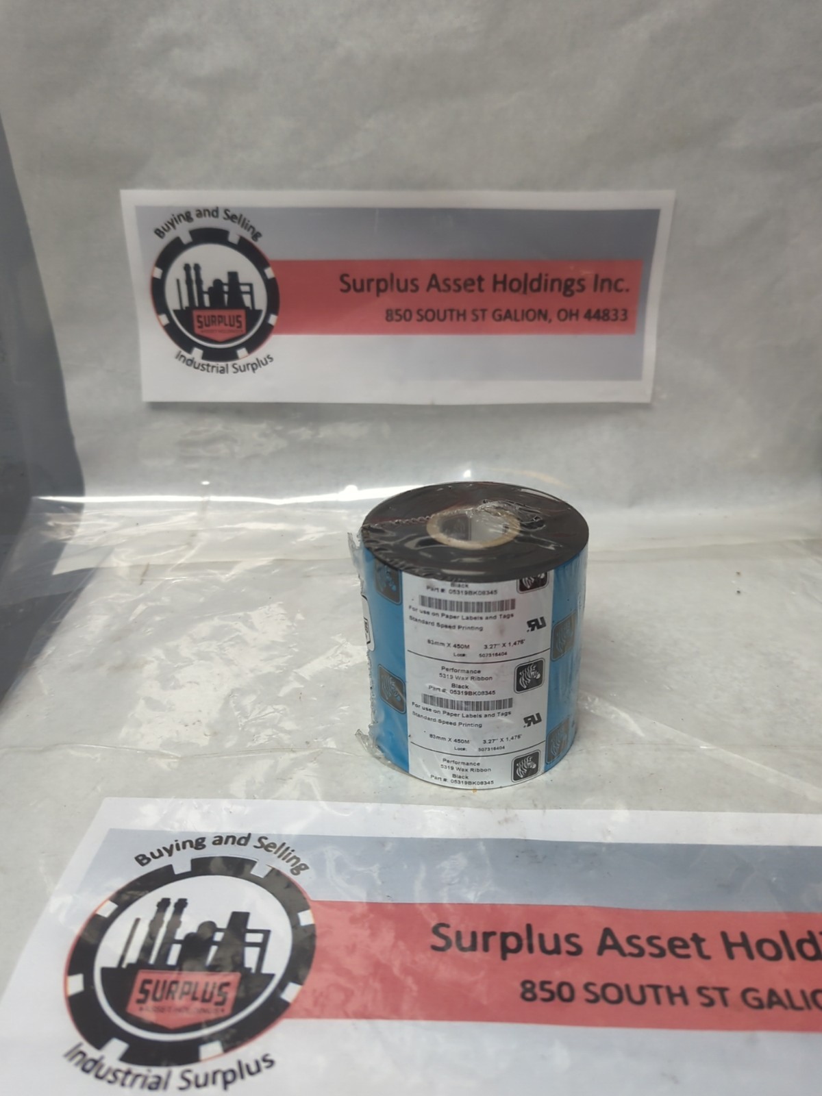 ZEBRA,5319,BLACK WAX RIBBON 3.27″ X 1476′ 83MM X 450M NOS