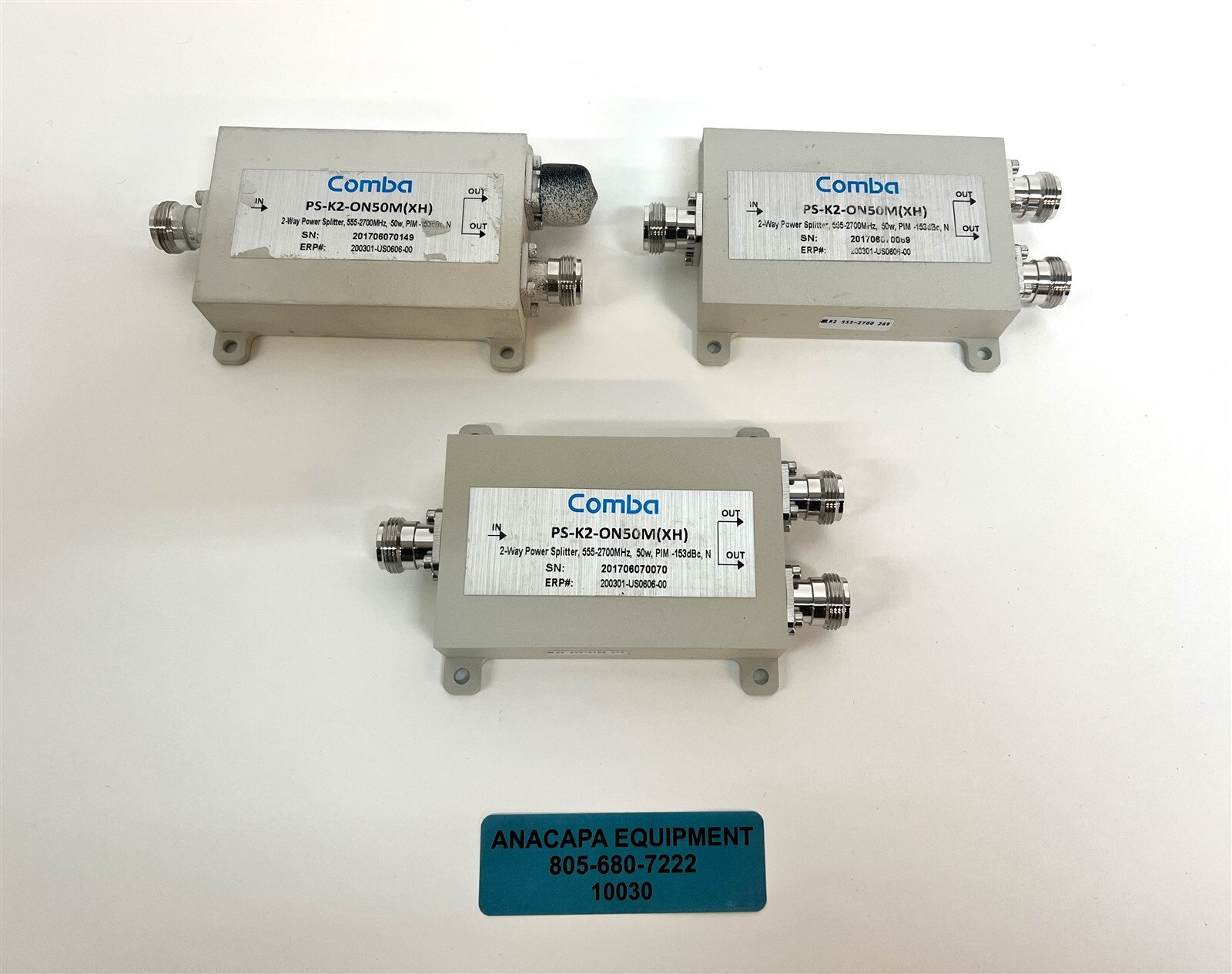 Comba PS-K4-ON50M(XH) Antenna 2 Way Power Splitter LOT of 3 New (10030M