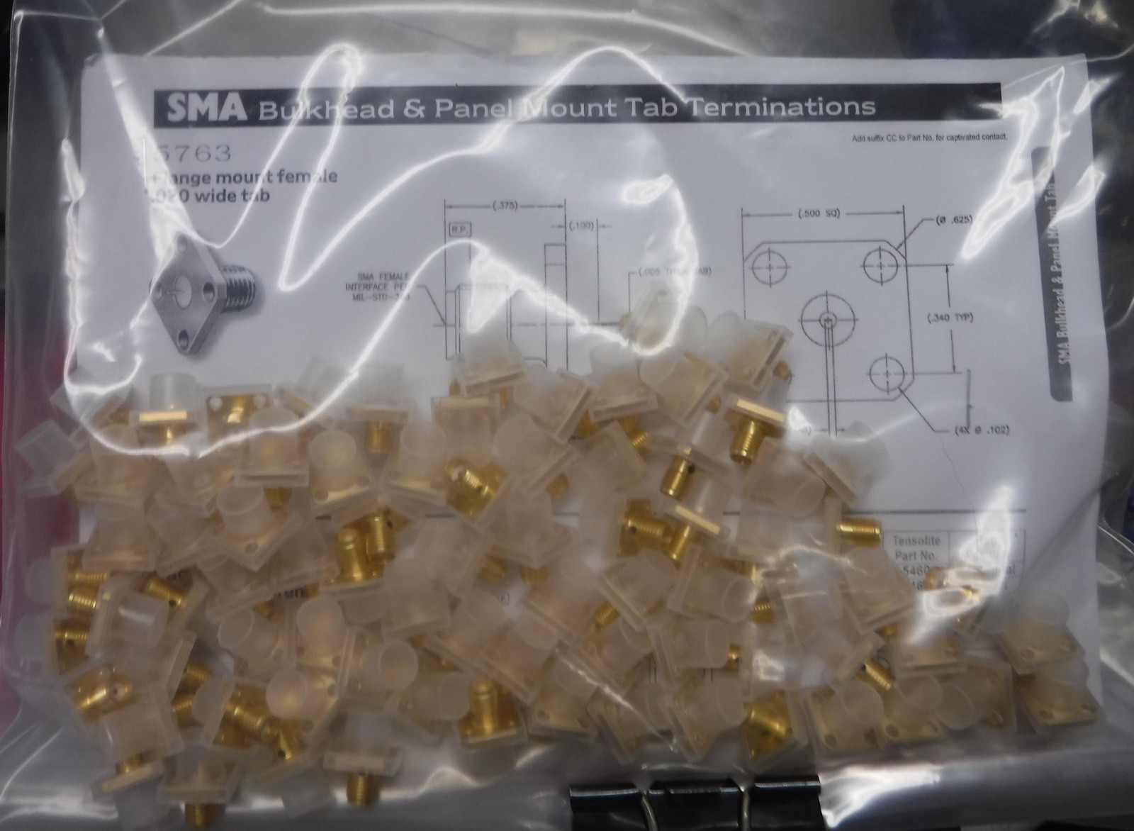 SMA BULKHEAD AND PANEL MOUNT TAB TERMINATIONS FREE SHIPPING
