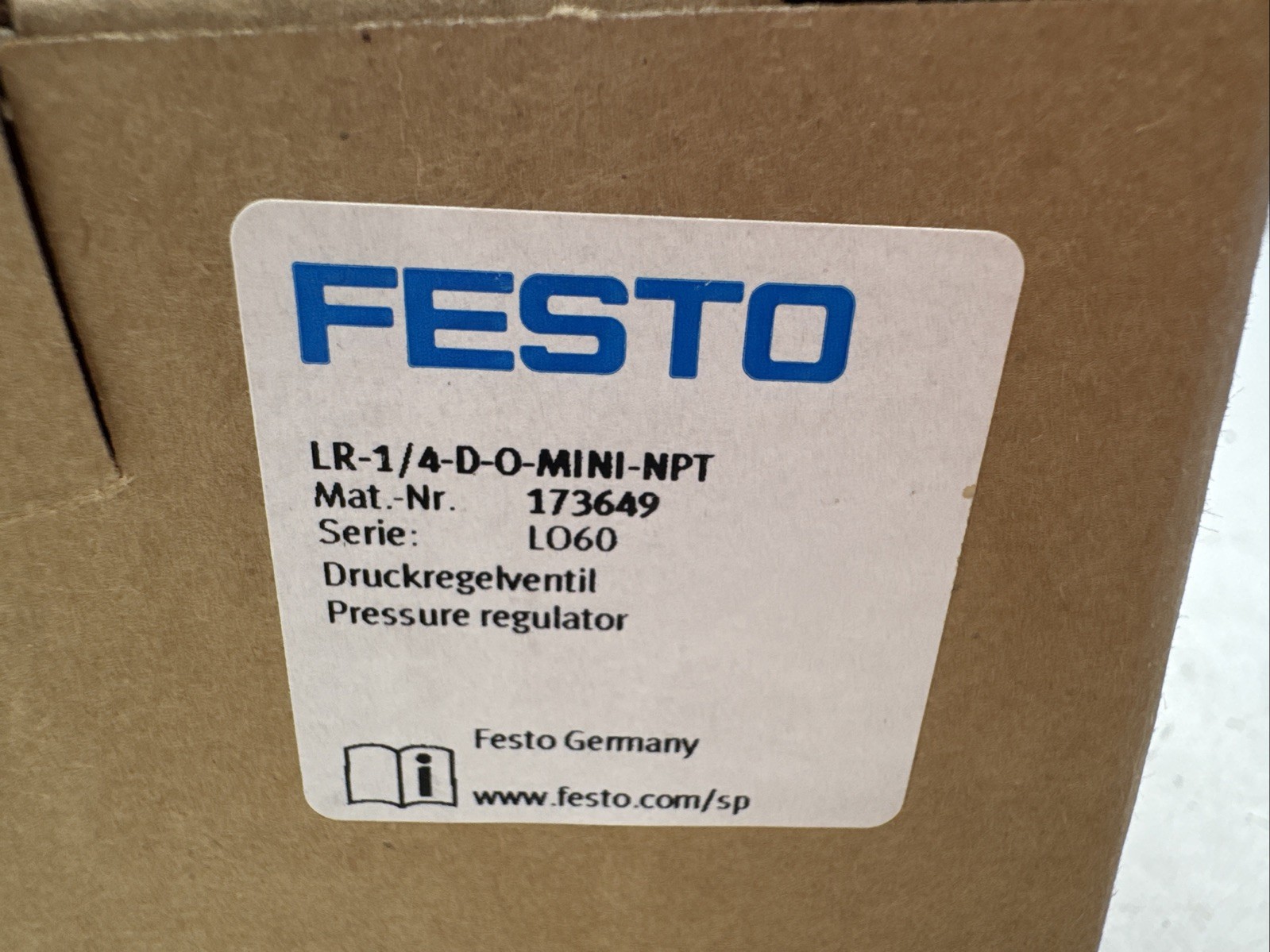 Festo 173649 LR-1/4-D-0-MINI-NPT Pressure Regulator Valve
