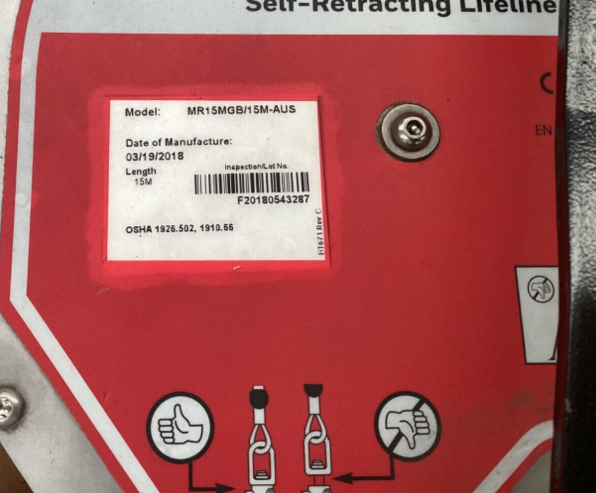 Honeywell Miller Mightevac Self-Retracting Lifeline MR15MGB/15M-AUS