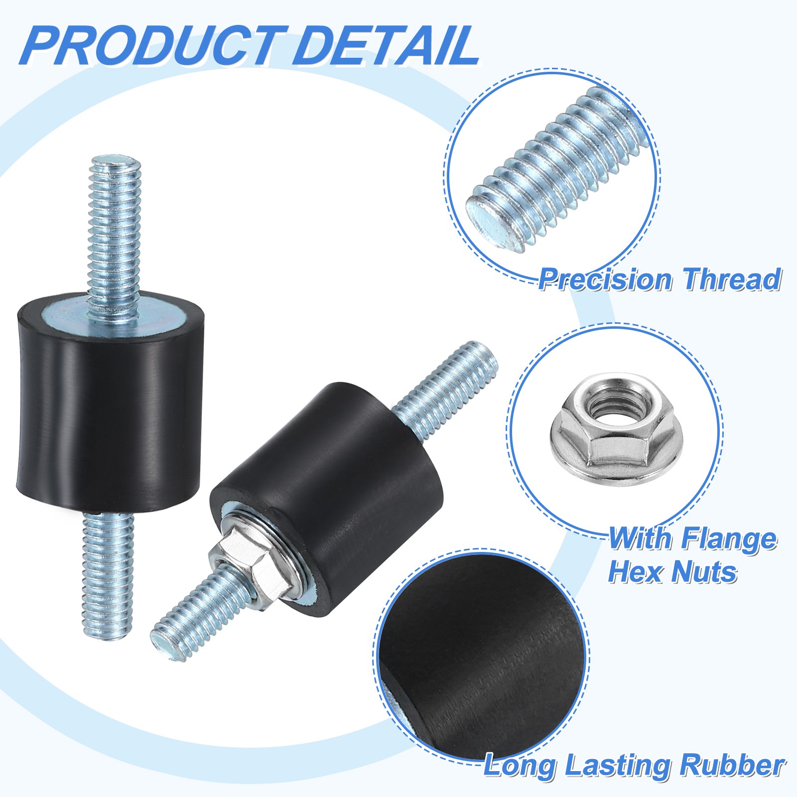 M6 x 18mm Rubber Mounts, 20 x 20mm Rubber Vibration Isolator with Nuts