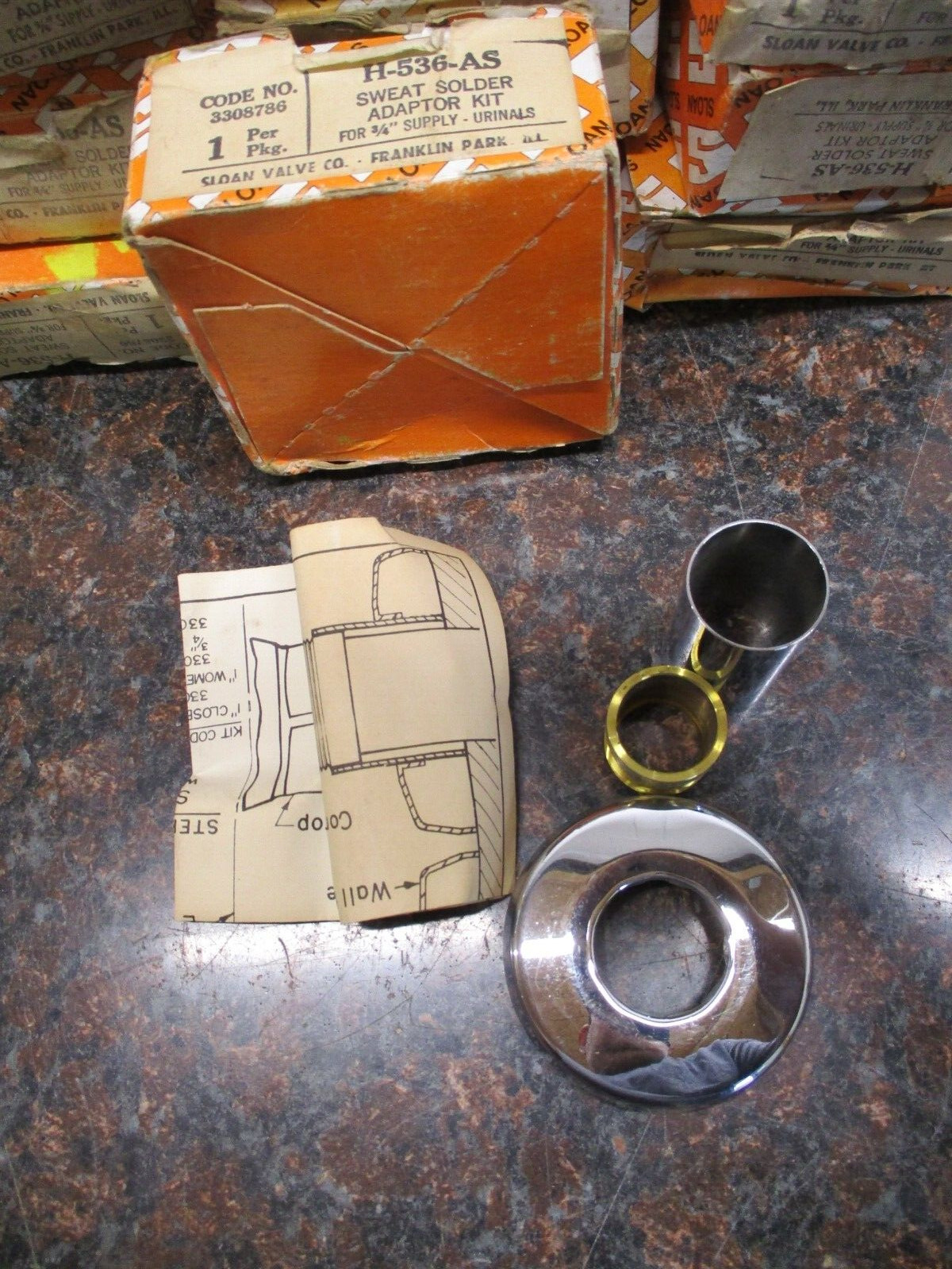 LOT OF 21 NOS Sloan H-536-AS Sweat Solder Kit 3/4″ Urinal supply FREE SHIPPING