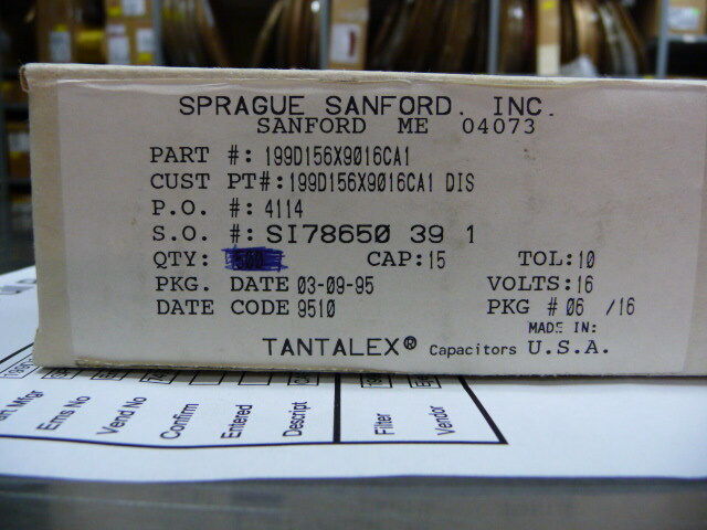SPRAGUE/VISHAY 199D156X9016CA1 Qty of 50 per Lot CAP TANT 15UF 16V RAD