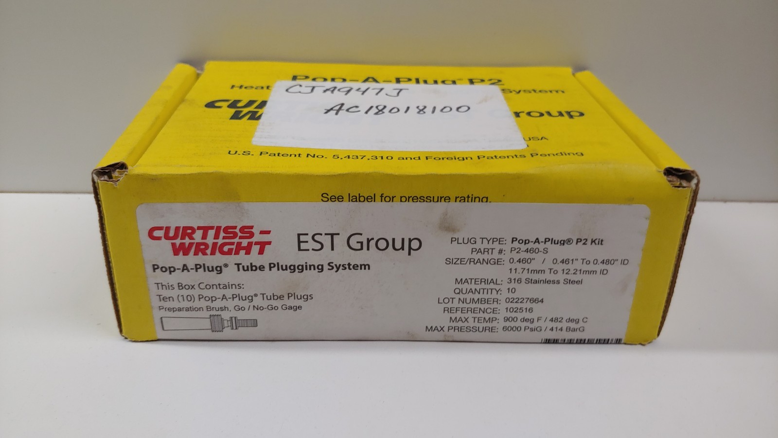 SEALED NEW IN BOX! CURTIS WRIGHT (10) POP-A-PLUG P2 KIT TUBE PLUGS P2-460-S