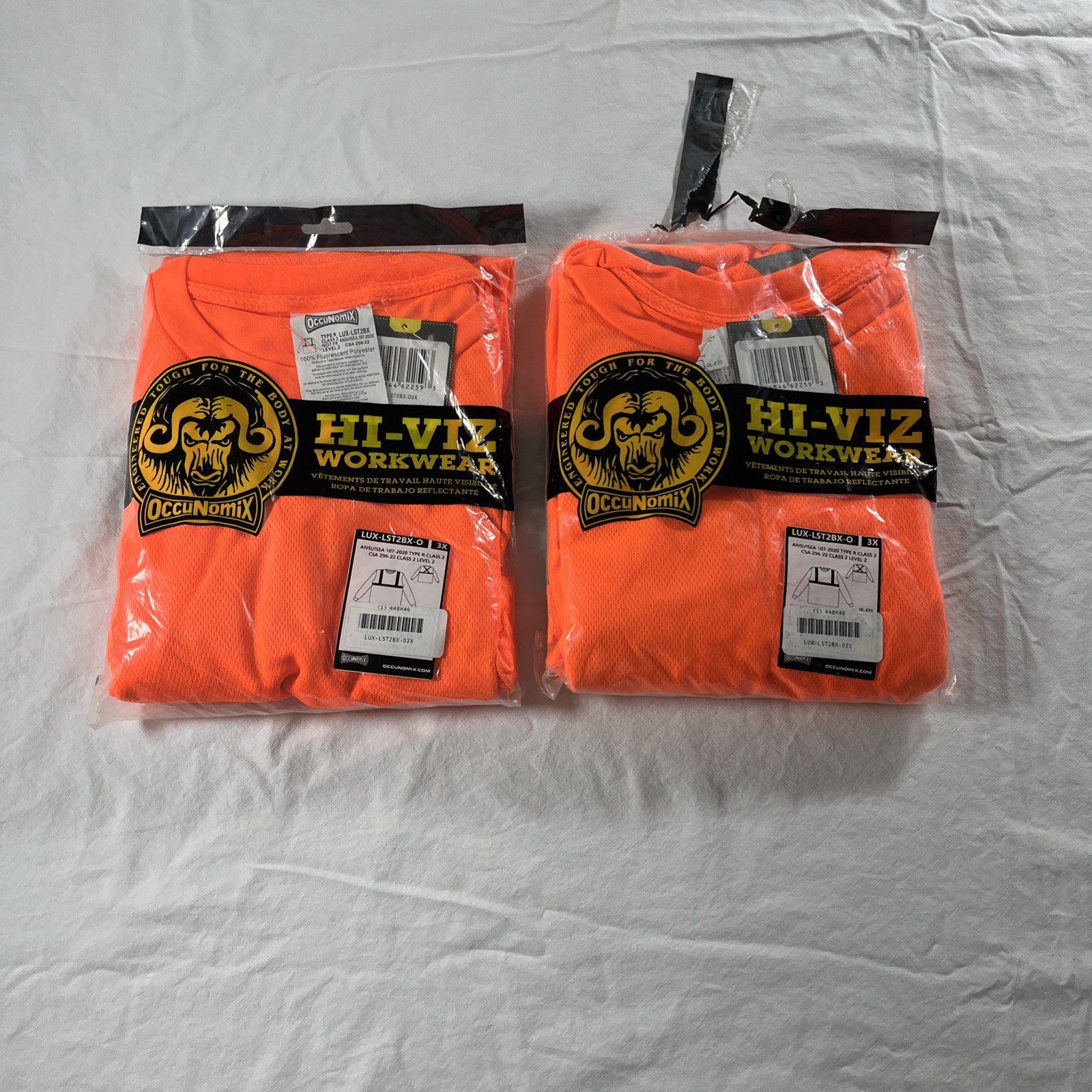 Occunomix Lux-Lst2bx-O3x Long Sleeve T-Shirt, 2, R, Polyester, Orange, 3X Newx2