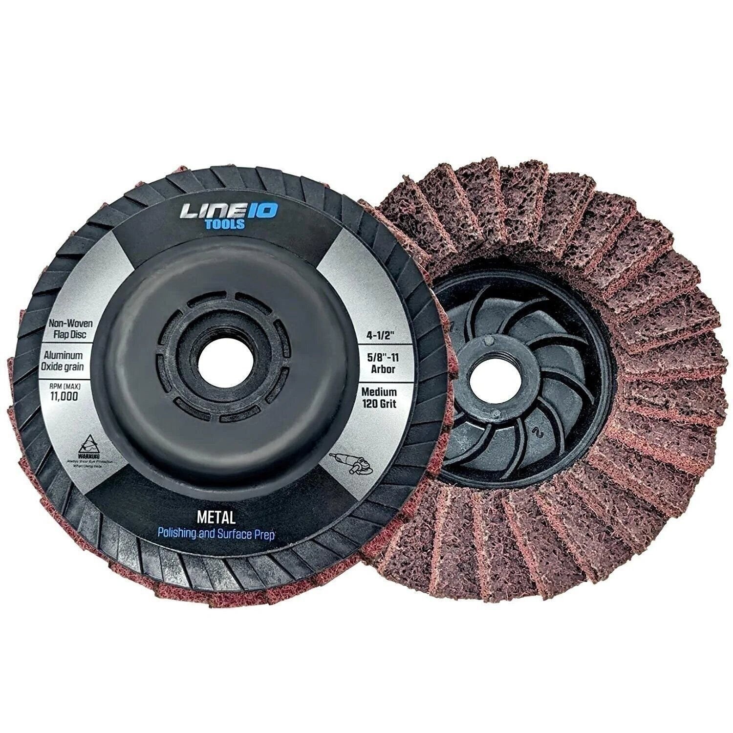 5pk Red Non-Woven Abrasive Flap Disc 4-1/2″ with 5/8-11 Threaded Arbor for…