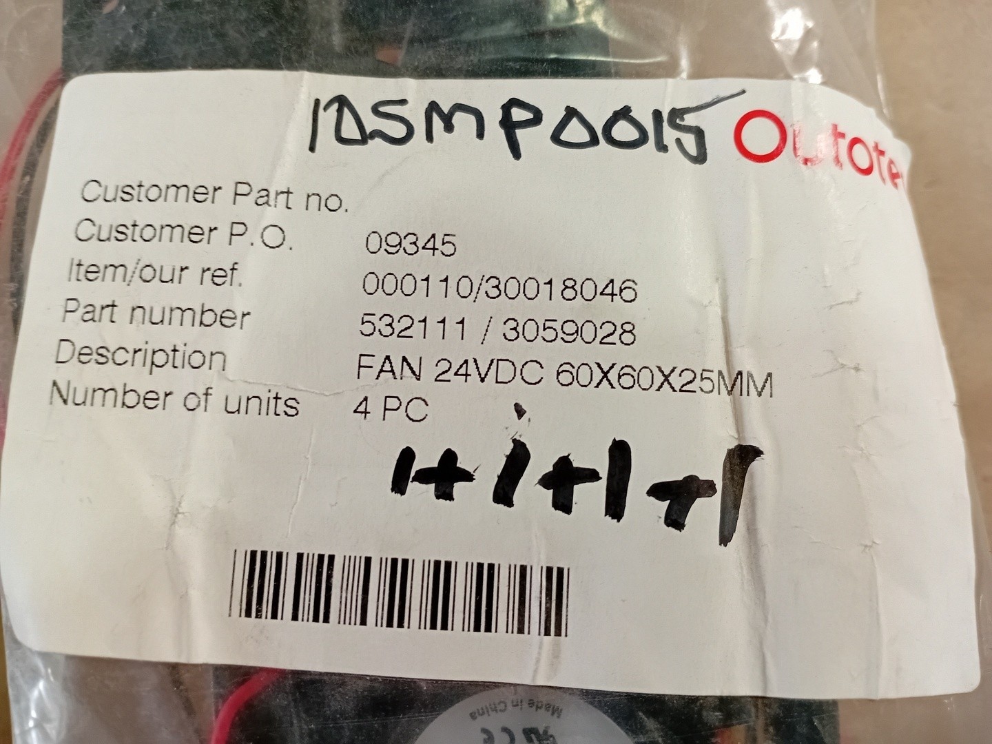 SURPLUS NEW COSTECH 24 VDC Fan 60x60x25mm, 532111, 3059028, D06A05HWB – Parts