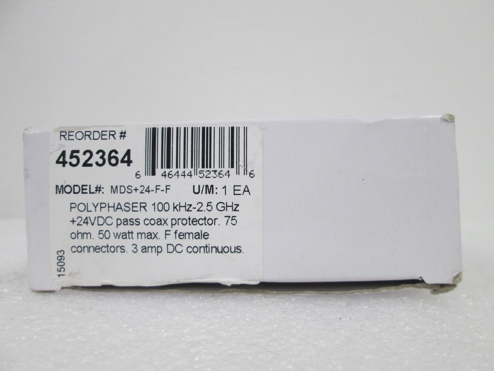 POLYPHASER MDS+24-F-F POLYPHASER 100KHZ 2.5GHZ PASS COAX PROTECTOR