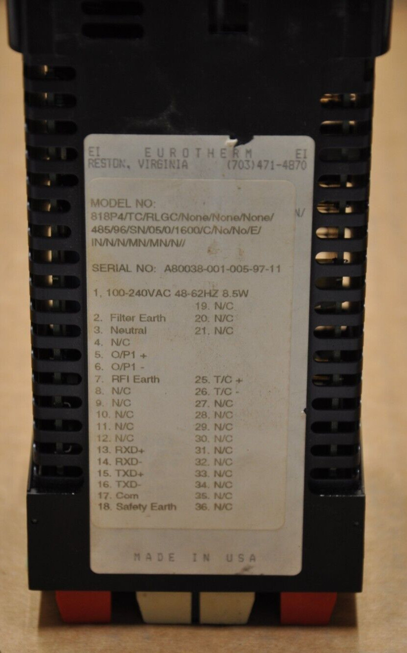EUROTHERM 818P4/TC/RLGC TEMPERATURE CONTROLLER