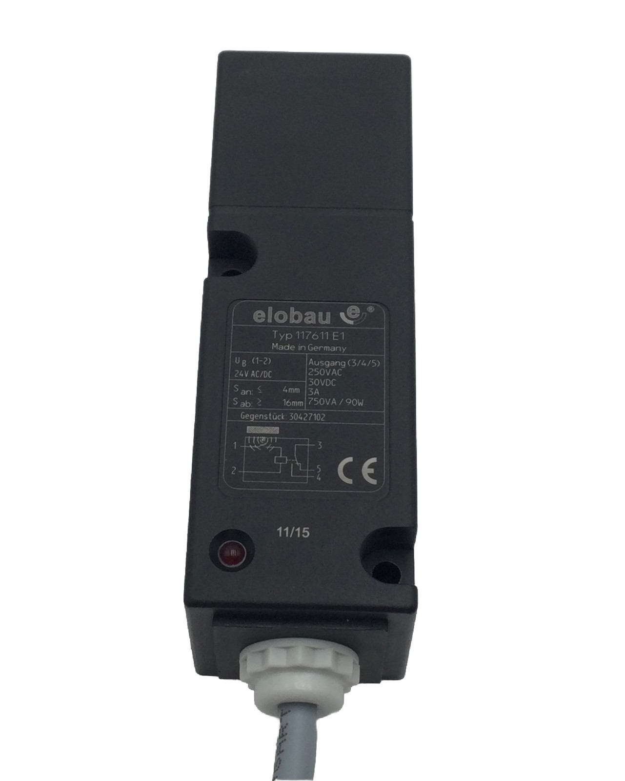 Elobau 117611 E1 Magnetic Safety Position Switch 24V AC/DC 3A 11.15m Cable