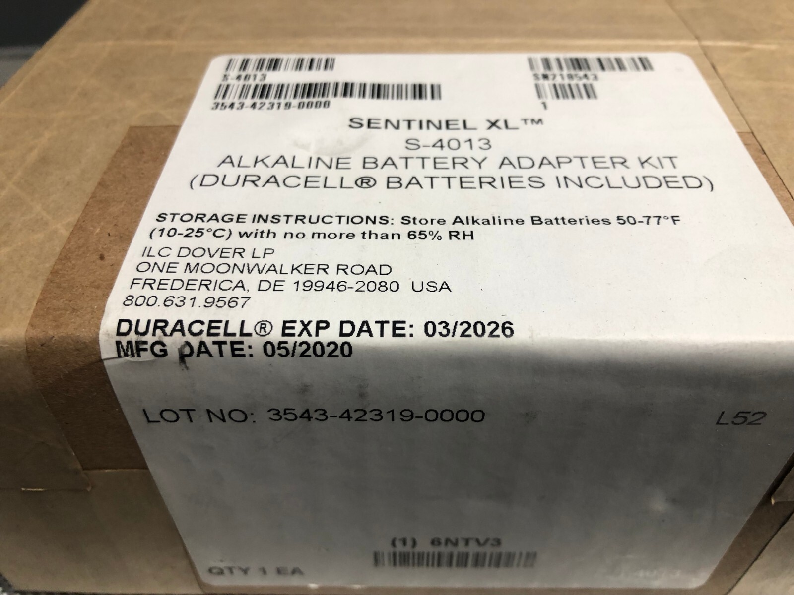 Sentinel XL REF: S-4013 Duracell Quantum Alkaline Battery, 5 battery Pk, NEW BOX