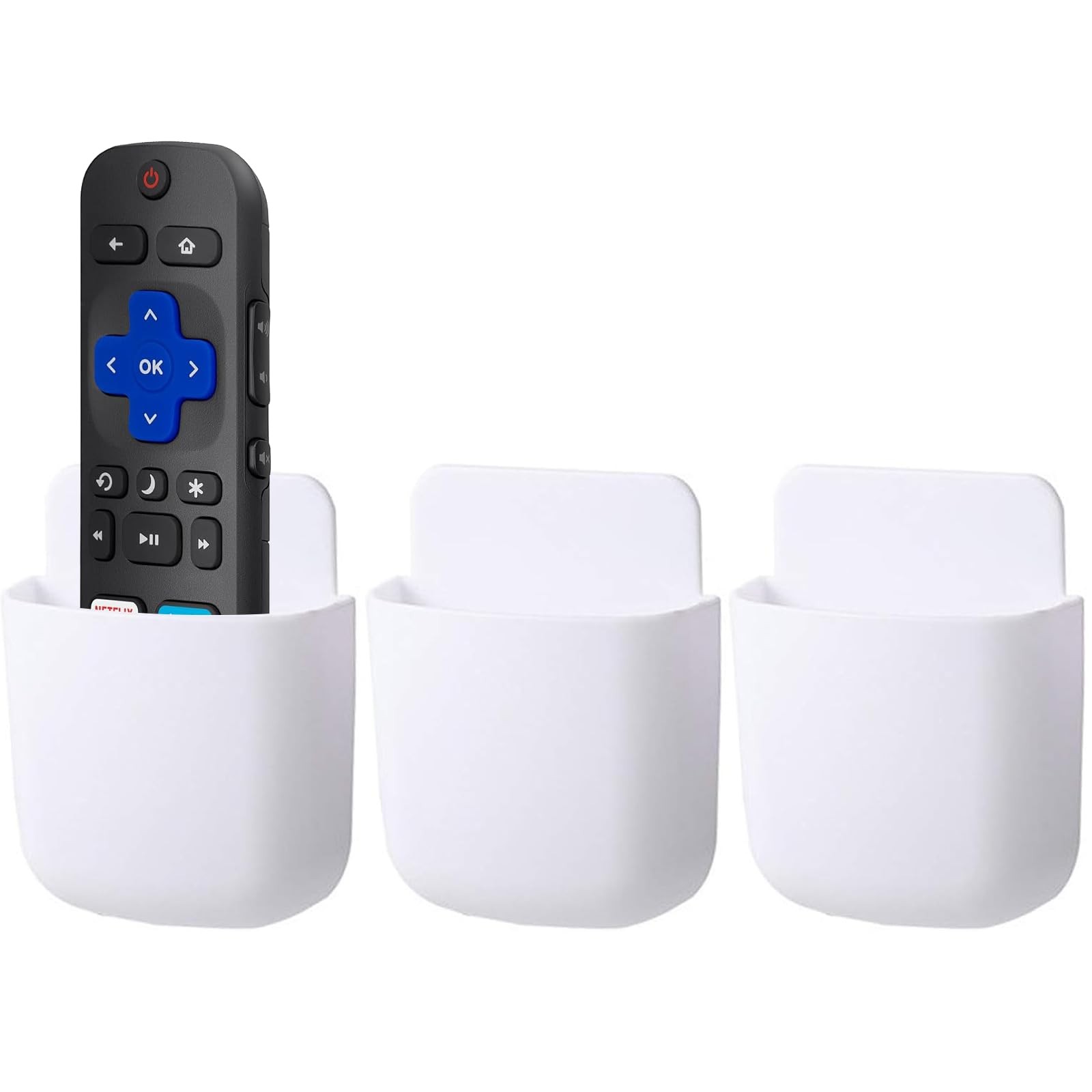 noonebutyou 3 Pcs Remote Control Holder Wall Mount Self Adhesive White