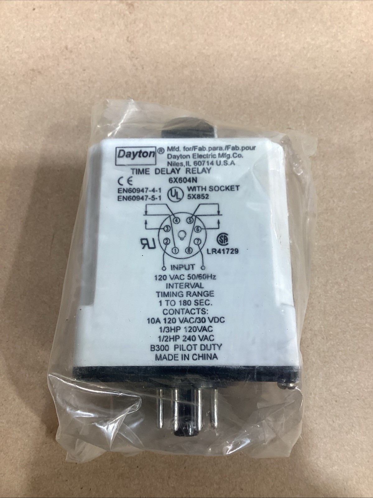 DAYTON 6X604N 120VAC 10A 1-180S