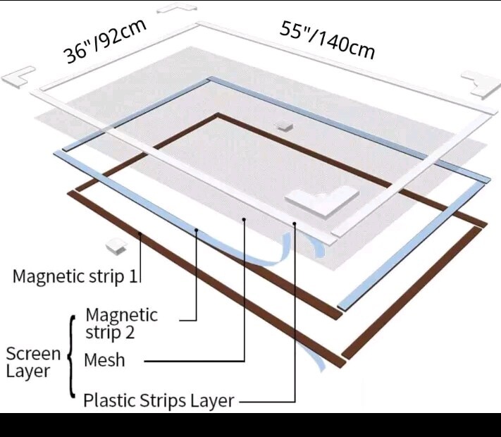 SimpleHome Magnetic Window Screen, Adjustable DIY White Frame Cut To Size New