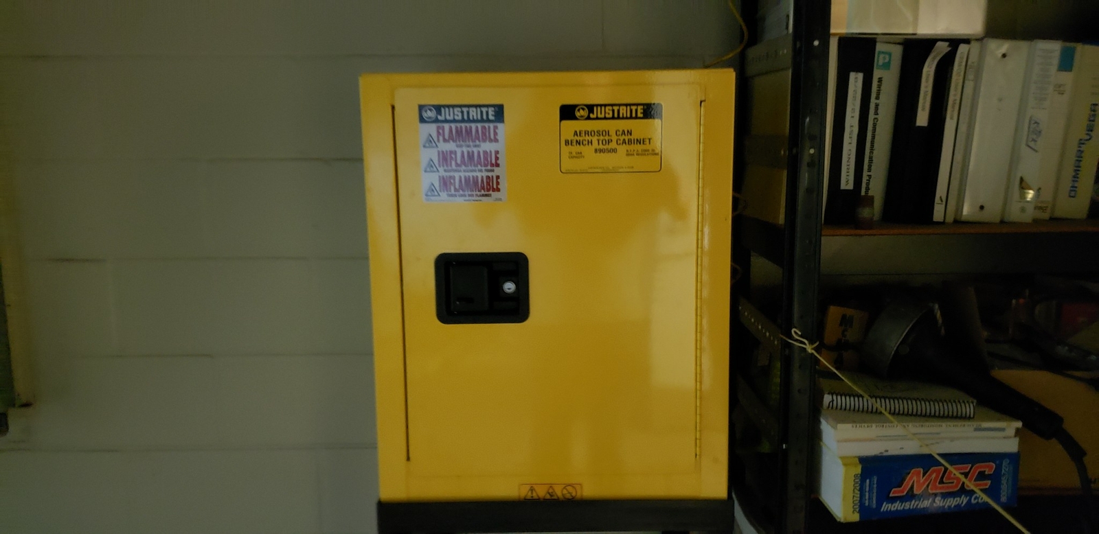 Justrite 890500 Aerosol Can Bench Top Cabinet, 21″ (no keys)