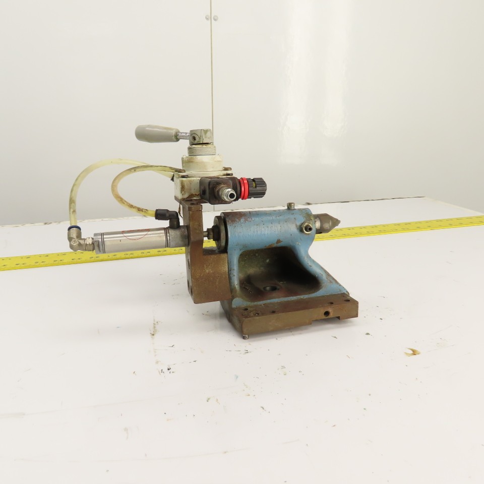 Cylinder Actuated Lathe Tailstock Dead Center 4″ Centerline W/Valve (Bison Style