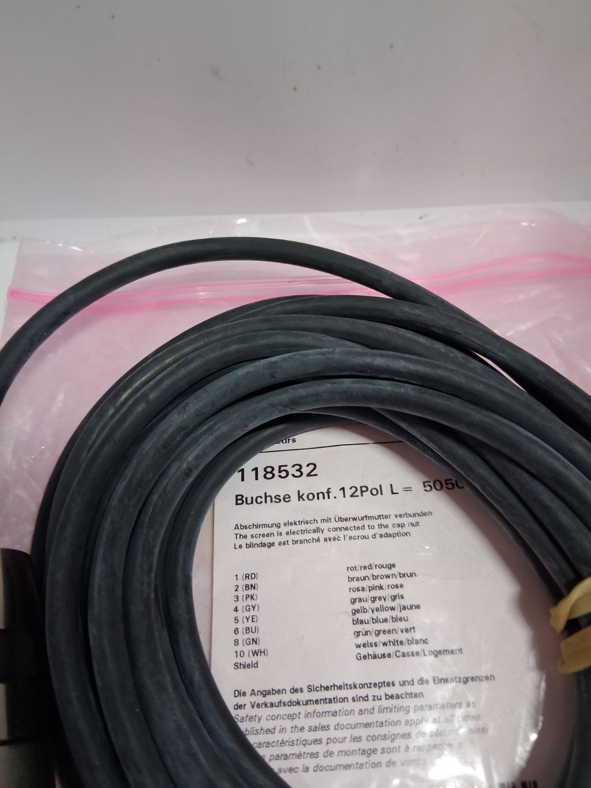 BAUMER 118532 CONNECTOR CABLE 12 PIN FEMALE NIB