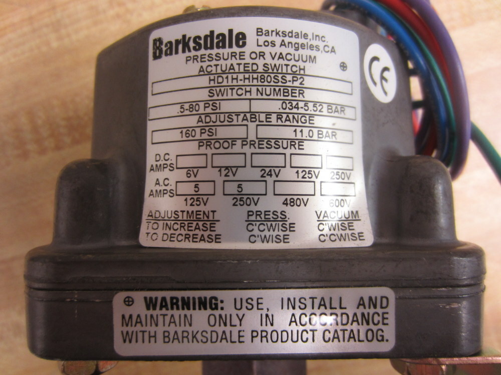 Barksdale HD1H-HH80SS-P2 Pressure Switch HD1HHH80SSP2
